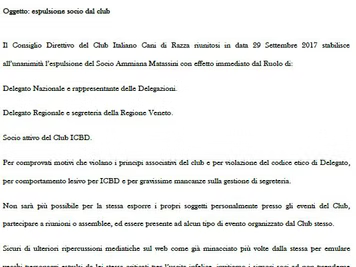 Espulsione Socio da ICBD